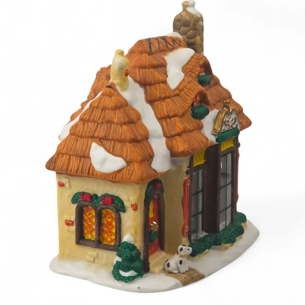 VTG 1998 Santa's Workbench Interior View Cottage House Village Lighte